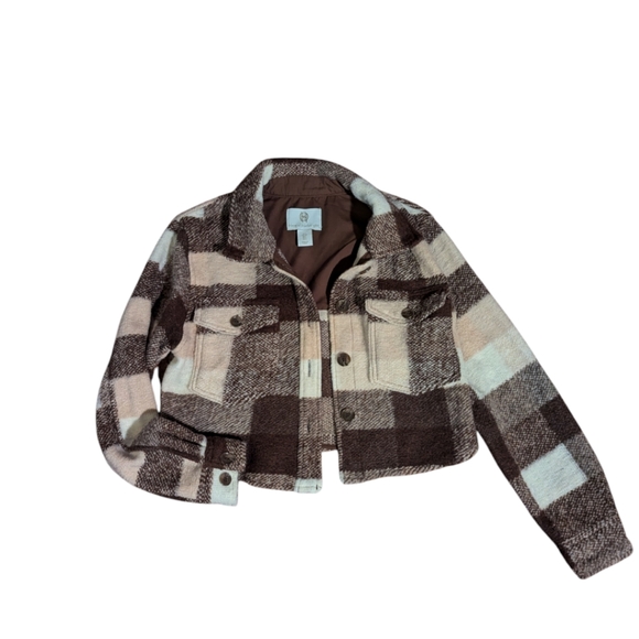 House of Harlow neutral bland cropped Eisenhower style wool blend jacket sz S - Picture 5 of 9